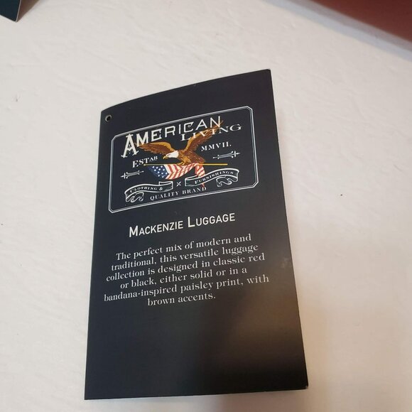 American Living Mackenzie Luggage Tote Bag Red Paisley Print Canvas Faux Leather - Picture 14 of 15